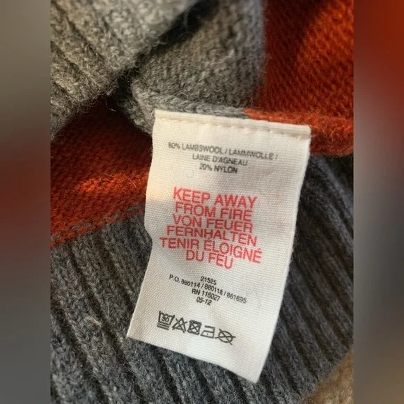 Mini Boden Size 3-4Y Lambswool Orange Striped Sweater - Picture 5 of 6